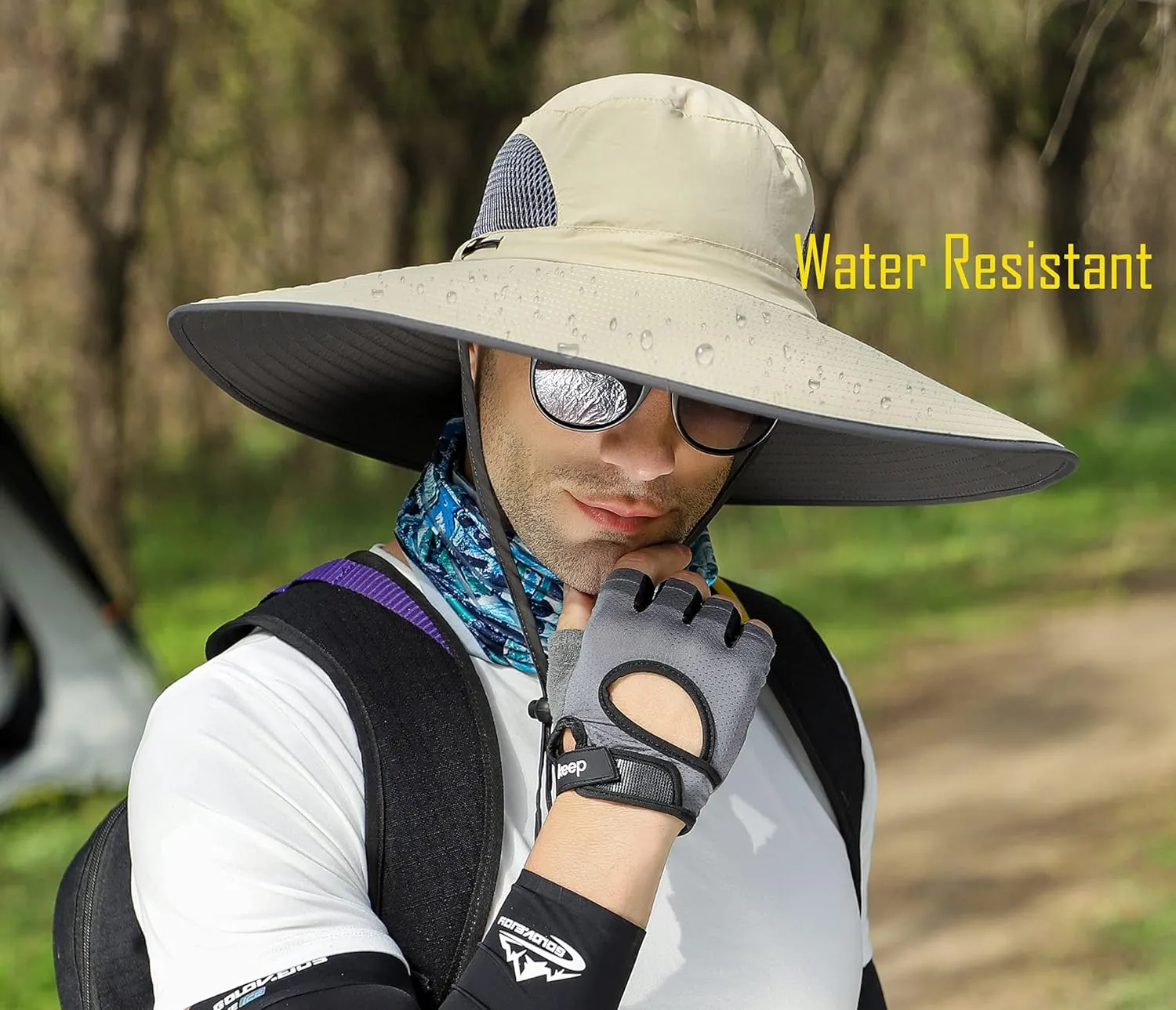 Leotruny Men Wide Brim Sun Hats UPF50  Waterproof Breathable Bucket Hat for Fishing, Hiking, Camping