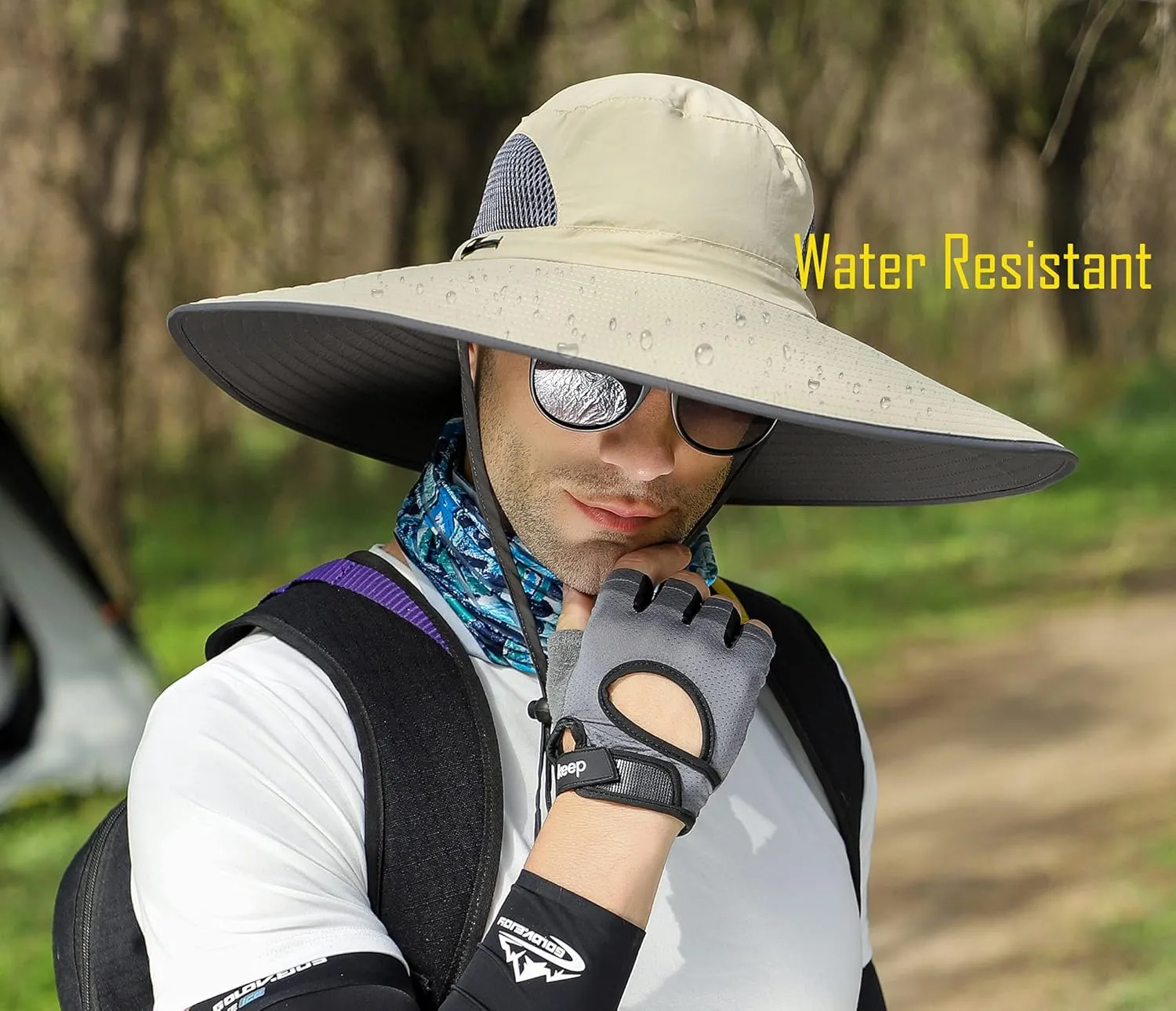 Leotruny Men Wide Brim Sun Hats UPF50  Waterproof Breathable Bucket Hat for Fishing, Hiking, Camping