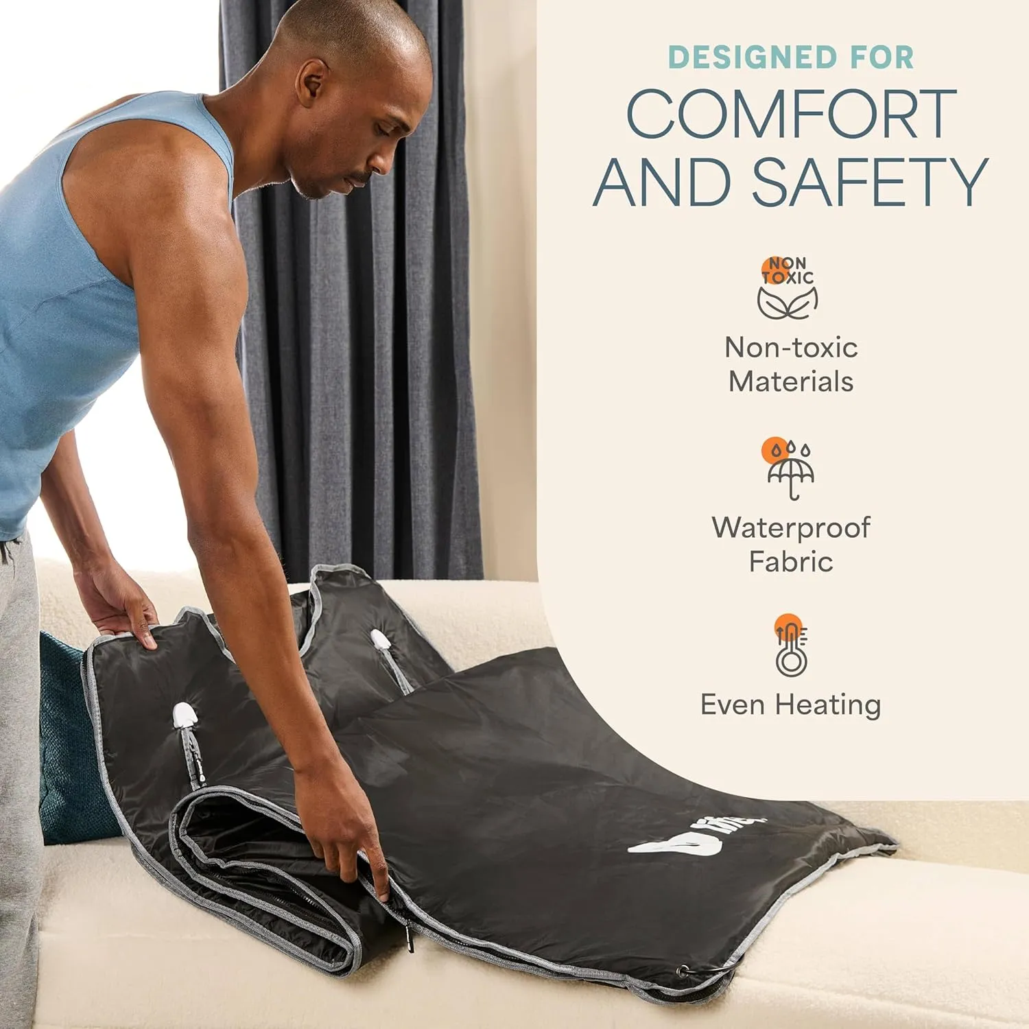 Lifepro BioRemedy Infrared Sauna Blanket - Portable Far Infrared Home Sauna for Detox, Tension, and Relaxation - Adjustable Temperature (86-158°F) - Includes Carry Bag & Detox Wraps