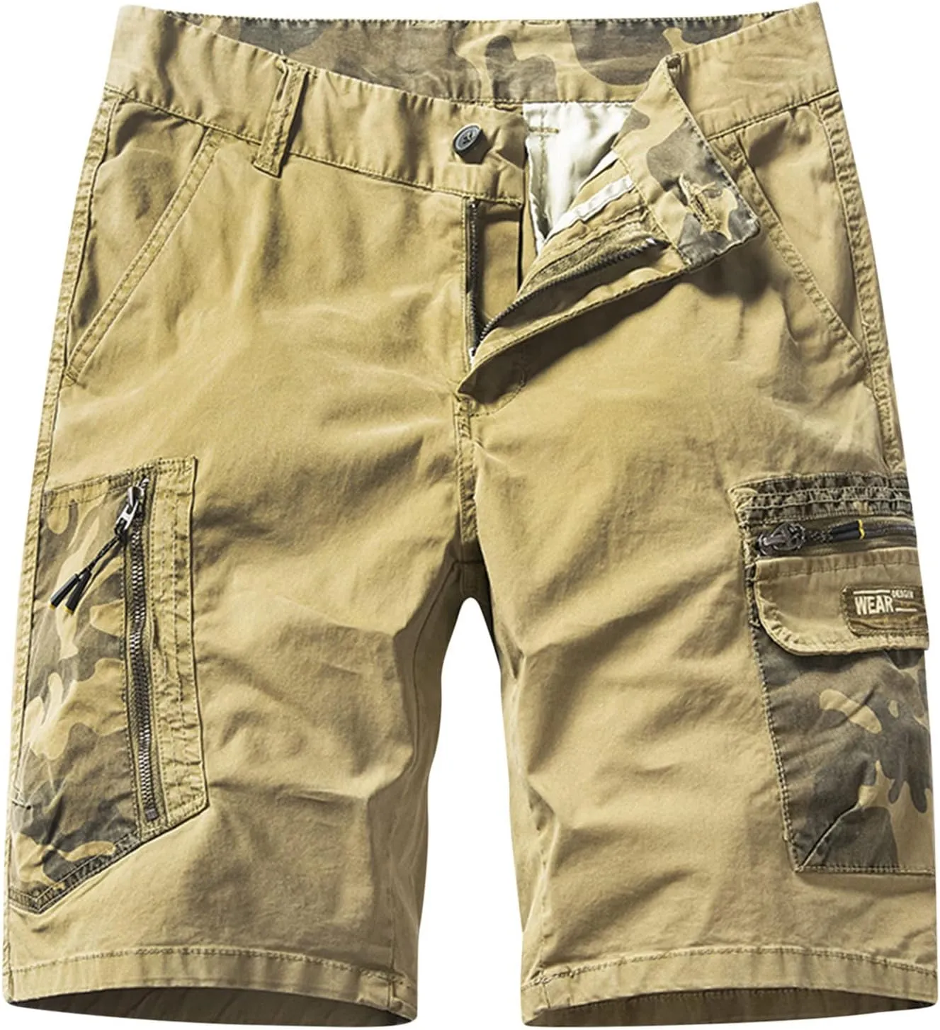 Light Weight Big & Tall Cargo Relaxed Fit Shorts for Men 2023 Buckle Zipper Multi Pockets Linen Shorts Outdoor