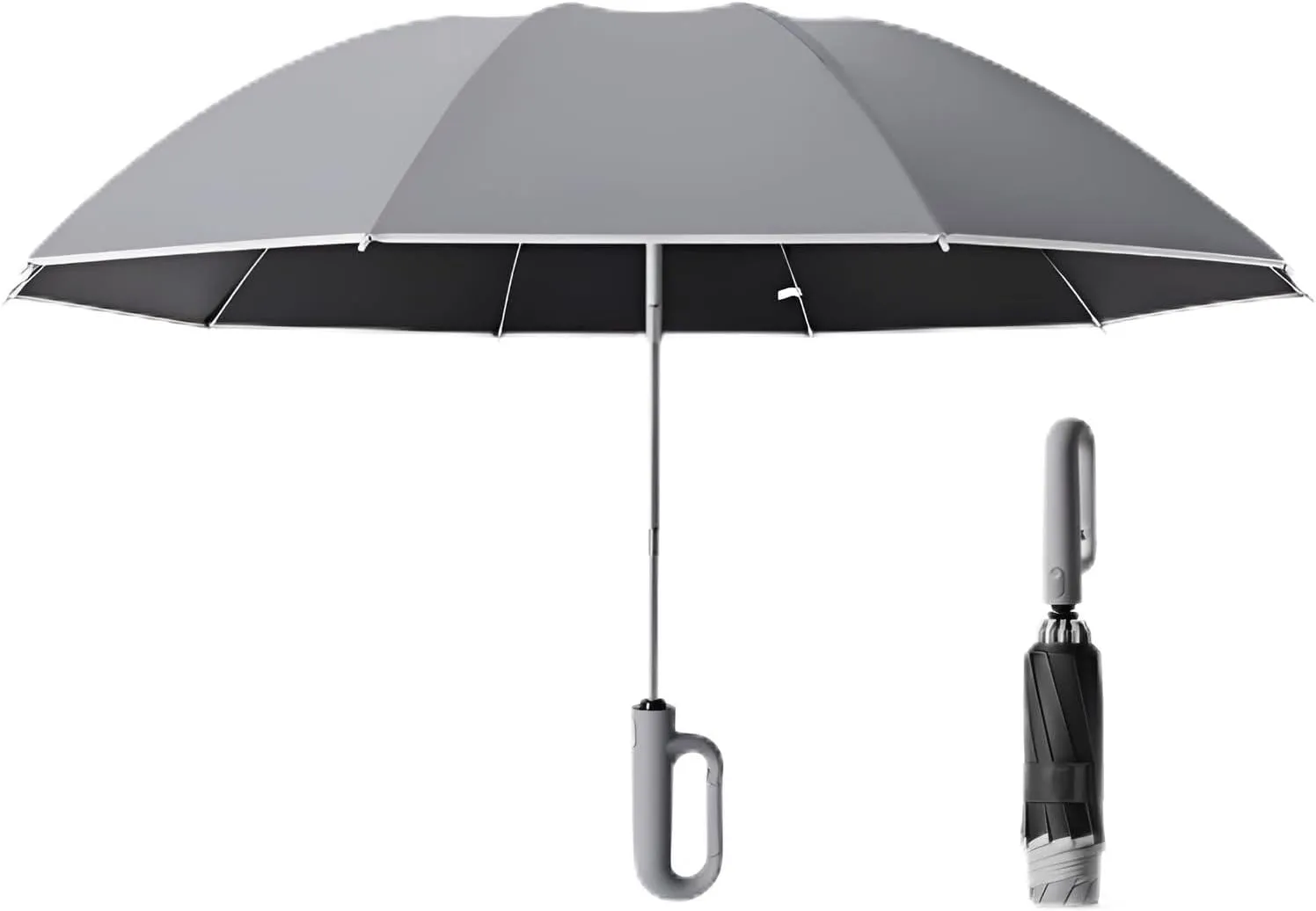 lilaBelle]【Auto Open Umbrella with Built-in Hook & 10 Reinforced Ribs - Oversized Windproof Compact Umbrella for Rainy Days, Perfect Commuter with Quick Dry Technology and Anti-Slip Handle