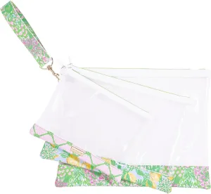 Lilly Pulitzer Small Makeup Bags, Cosmetic Zipper Pouches for Travel and Purse, Set of 3, Lime Feeling Good