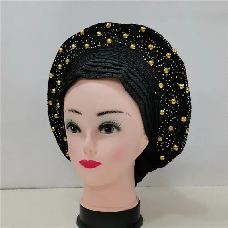 LIOCRAFT African Wedding Headband for Women, self Made Nigerian Gel, Gel Hele Turban ASO EBI, Wedding Headband Fabric for Bridal Party Dress Color 4858