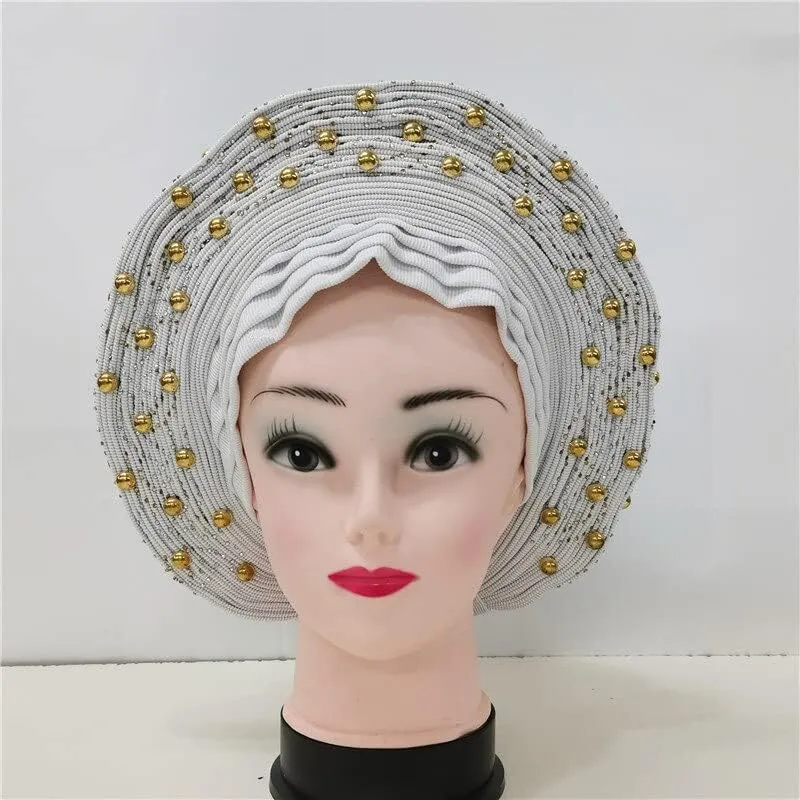 LIOCRAFT African Wedding Headband for Women, self Made Nigerian Gel, Gel Hele Turban ASO EBI, Wedding Headband Fabric for Bridal Party Dress Color 4858