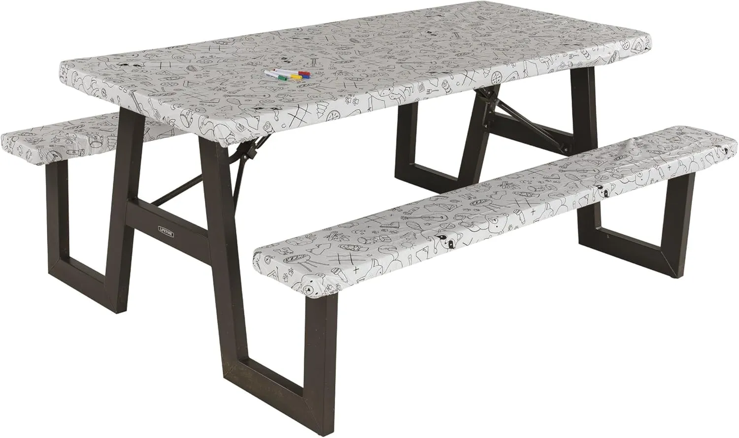 Lippert Color Escape Vinyl Tablecloth/Bench Cover Set for Camping and Picnics with 100% PEVA Material, Waterproof and Stain-Resistant Fabric - 2023051696
