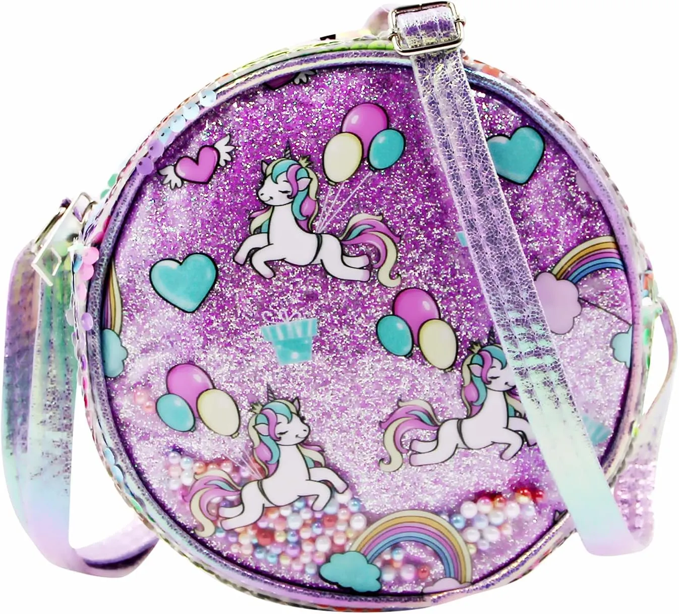 Little Girls Crossbody Purse Mini Cute Unicorn Princess Shoulder Message Bag Sequin Coin Purse