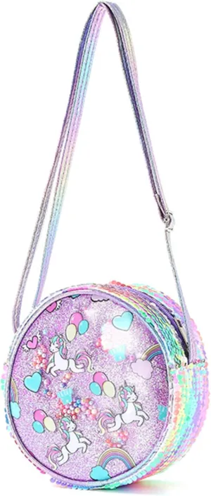 Little Girls Crossbody Purse Mini Cute Unicorn Princess Shoulder Message Bag Sequin Coin Purse