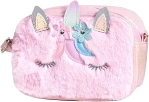 Little Girls Kids Toddler Unicorn Fuzzy Plush Crossbody Purse Rainbow Faux Fur Wallet Handbag