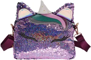 Little Girls Kids Unicorn Sequins Crossbody Purse Toddlers Women Glitter Shoulder Bag Handbag