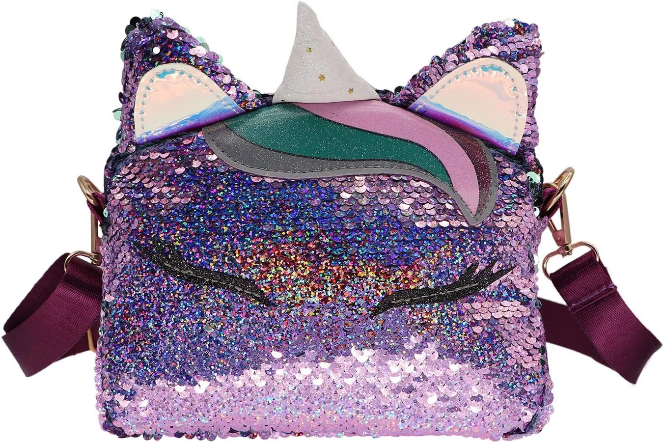 Little Girls Kids Unicorn Sequins Crossbody Purse Toddlers Women Glitter Shoulder Bag Handbag