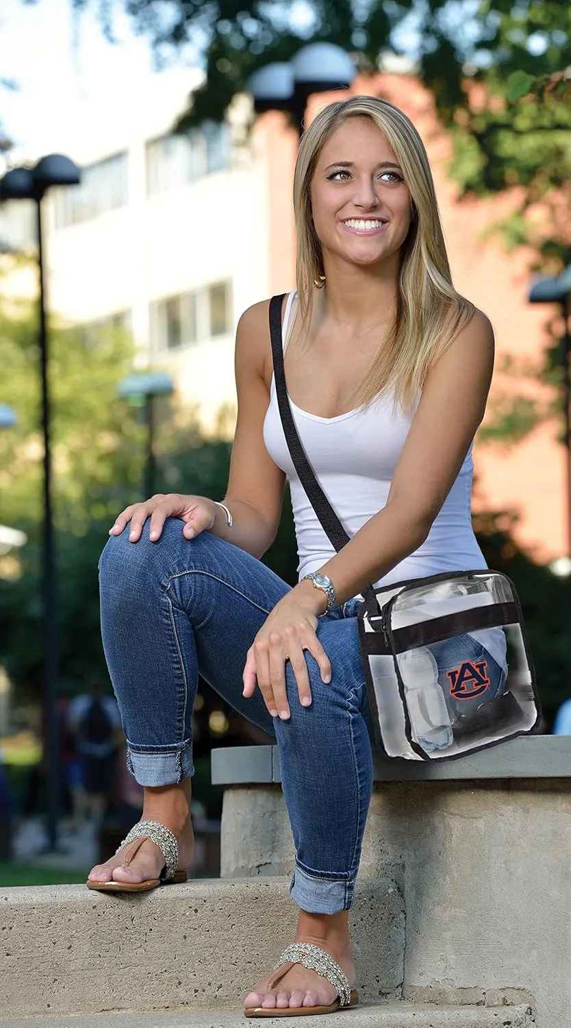 Littlearth NCAA Auburn Tigers Clear Crossbody Carryall, Team Color, 12" x 12" x 6"