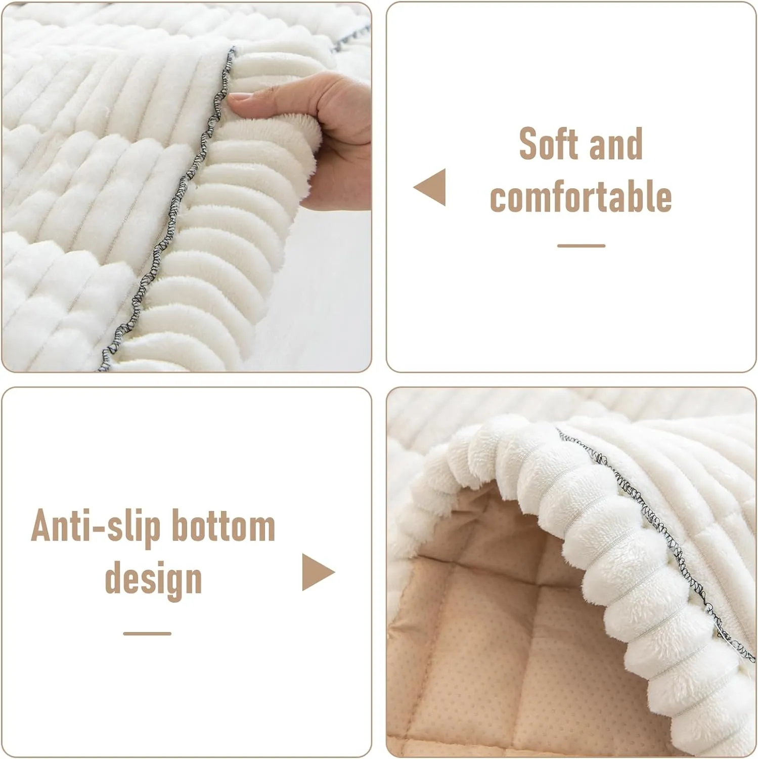 LiveGo Fuzzy Couch Covers for Pets, Couch Protector for Dogs Garden Chic Cotton Protective Couch Cover, Pet Mat Bed Couch Cover (Milky White, 70x180 cm/27.6x70.9 in)