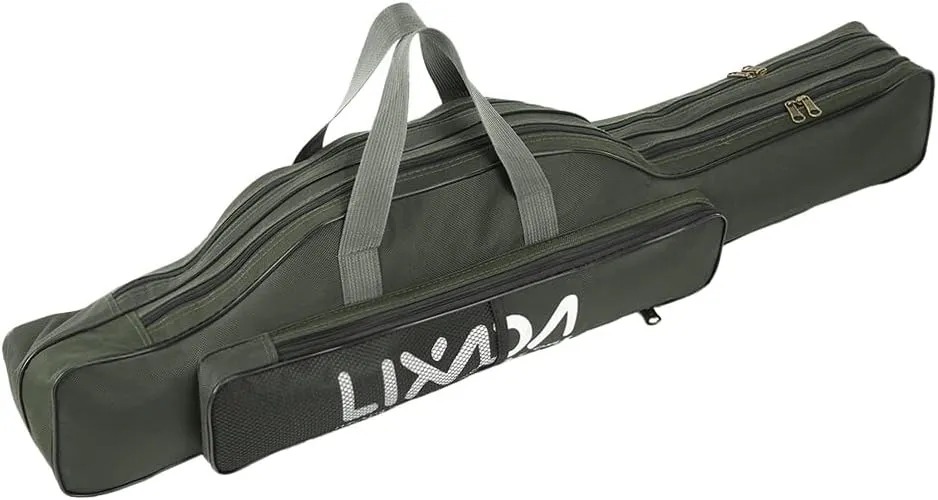 Lixada Fishing Rod Case, Portable Folding Fishing Rod Case Fishing Pole Reel Storage Bag Fishing Gears Organizer