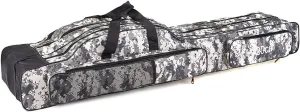 Lixada Folding Fishing Rod Case Portable Canvas Fishing Pole Tools Reel Storage Bag Fishing Gear Tackle Carry Cases 3 Layer, 60/75/80/90/120/150cm (Tree camouflage, 150)