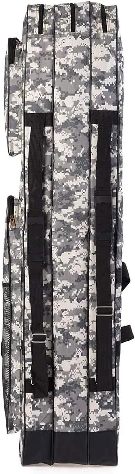 Lixada Folding Fishing Rod Case Portable Canvas Fishing Pole Tools Reel Storage Bag Fishing Gear Tackle Carry Cases 3 Layer, 60/75/80/90/120/150cm (Tree camouflage, 150)