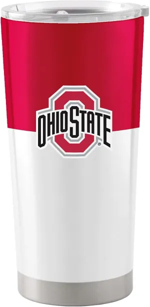 Logo Brands NCAA Ohio State Buckeyes - 20oz Colorblock Stainless Steel Tumbler, Double-Wall Insulated, Slider Lid