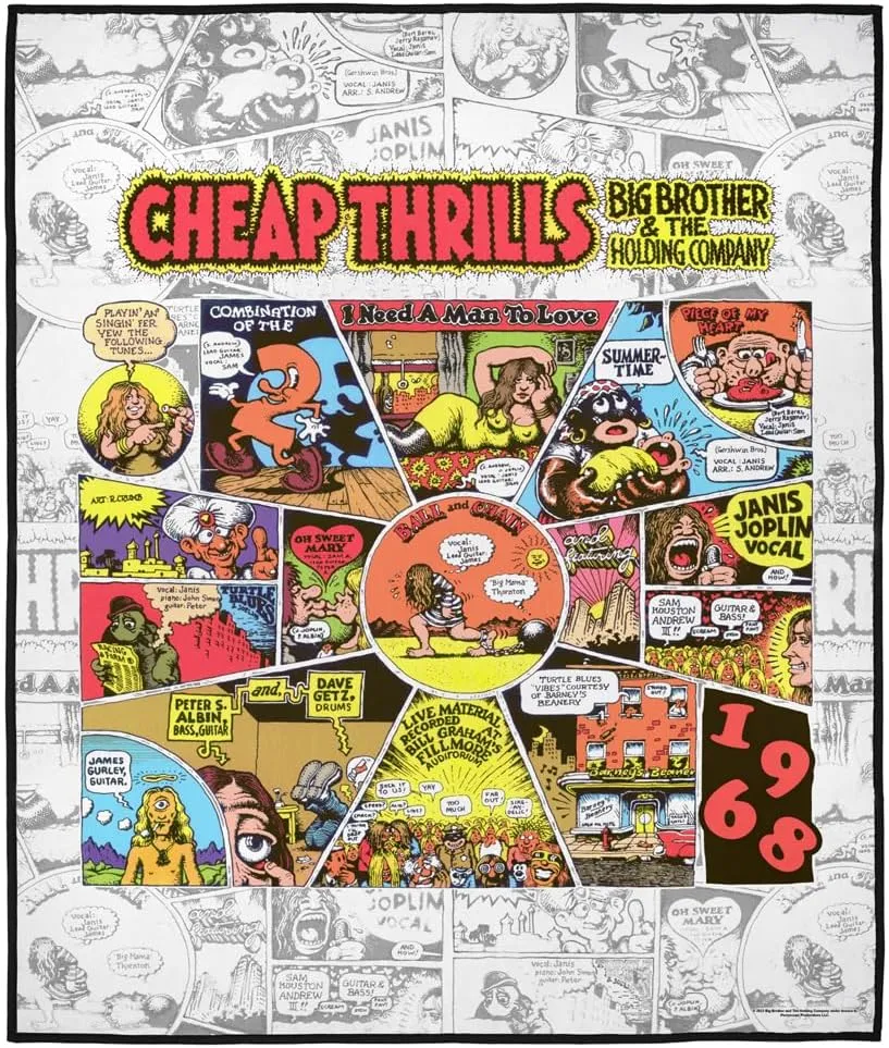 LOGOVISION Big Brother and The Holding Company Picnic Outdoor Blanket, 50"x60" Cheap Thrills, Foldable Blanket for Picnic, Beach, Camping, Park, Tailgate