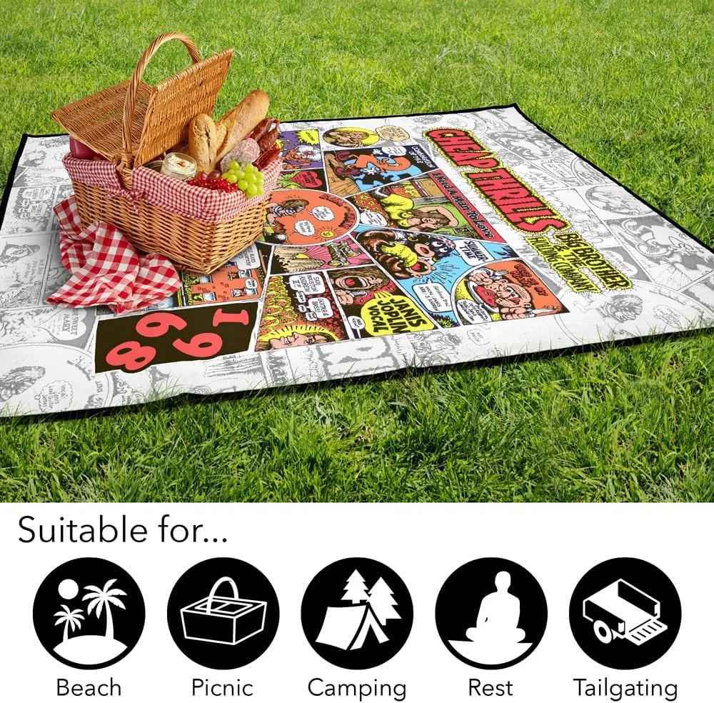 LOGOVISION Big Brother and The Holding Company Picnic Outdoor Blanket, 50"x60" Cheap Thrills, Foldable Blanket for Picnic, Beach, Camping, Park, Tailgate