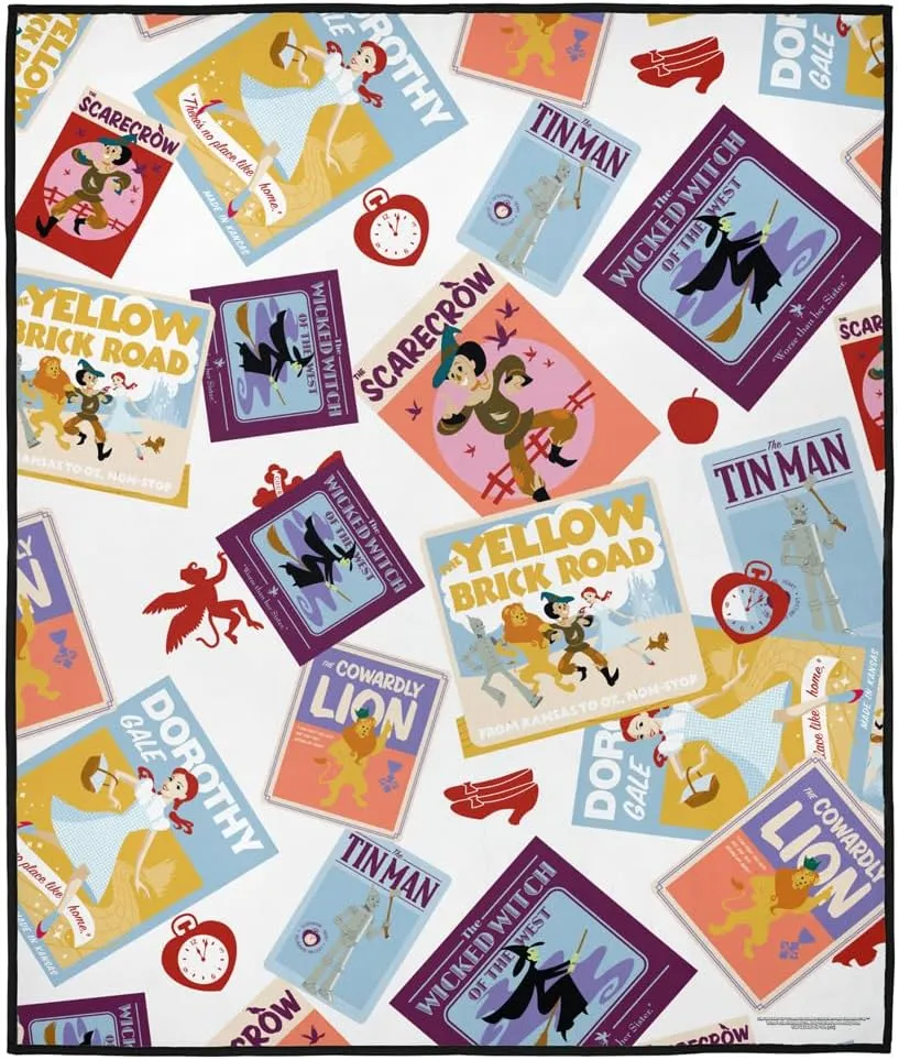 LOGOVISION The Wizard of Oz Picnic Outdoor Blanket, 50"x60" All Over Character Print 1, Foldable Blanket for Picnic, Beach, Camping, Park, Tailgate