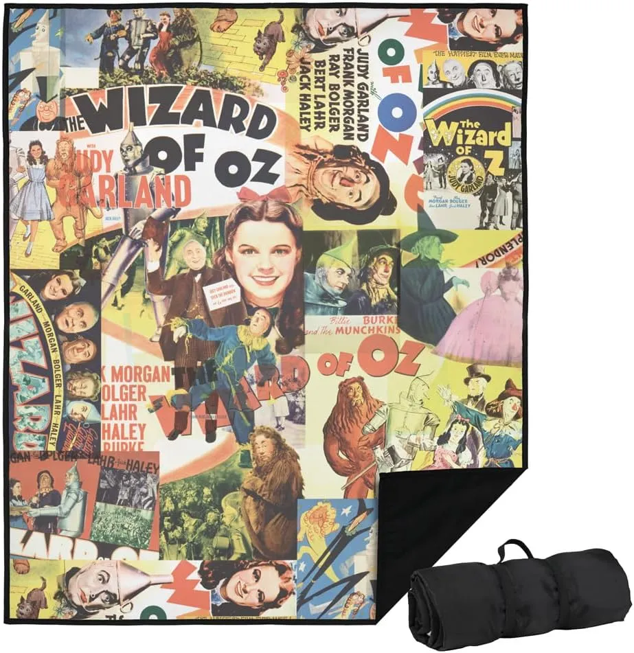 LOGOVISION The Wizard of Oz Picnic Outdoor Blanket, 50"x60" All Over Character Print 2, Foldable Blanket for Picnic, Beach, Camping, Park, Tailgate