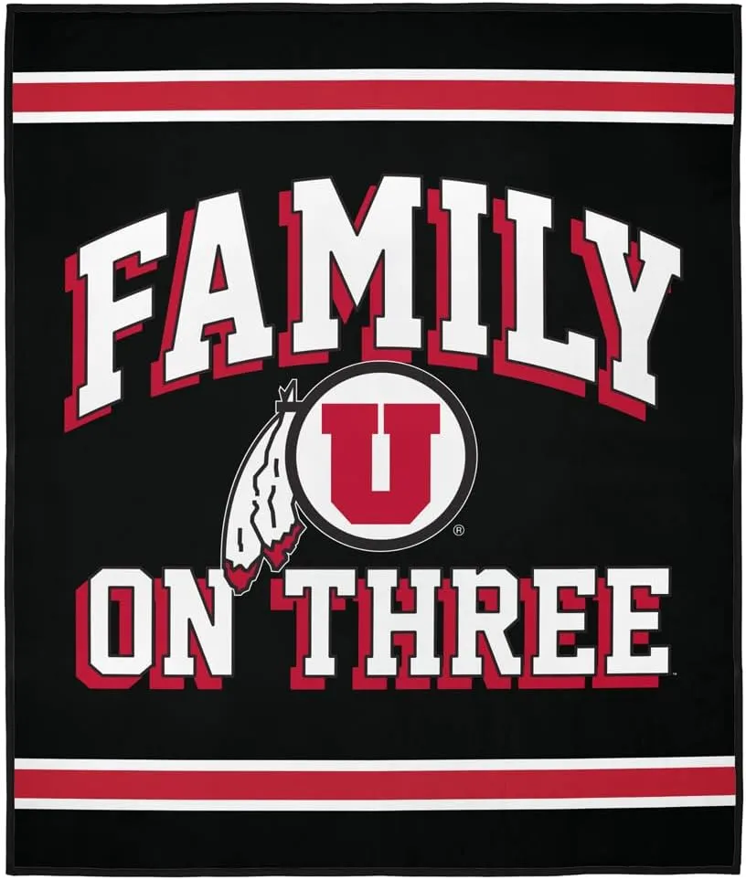 LOGOVISION University of Utah Blanket, 50"x60" Family On Three Picnic Outdoor Foldable Blanket for Picnic, Beach, Camping, Park, Tailgate