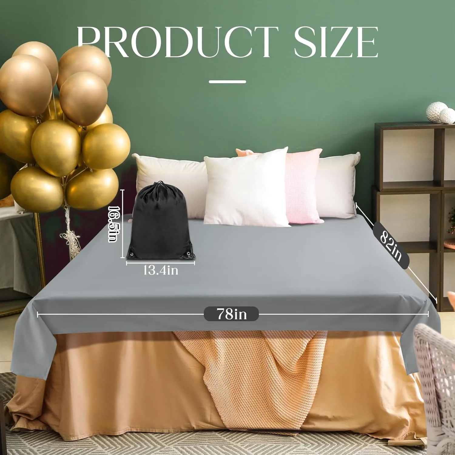 Love Gray Waterproof Intimacy Blanket with Storage Bag for Bed, Polyester Splash Queen Size 78'' x 82'' Lightweight Blanket Wedding Gift, Mattress Protector