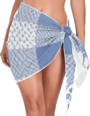 Lovely Blue Lace Butterfly Plaid Sexy Cover Ups Casual Long Bathing Suit Beach Cover Up Skirt for Junior Beach Skirt Cover Para Trajes L
