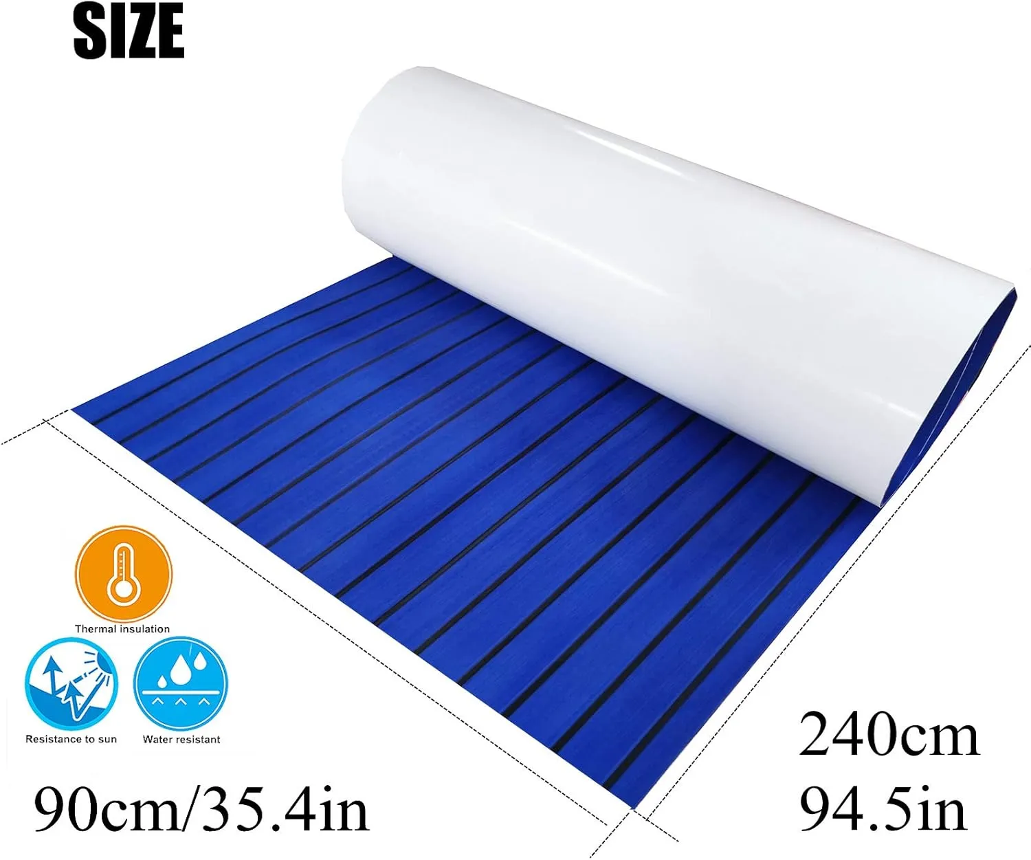 LUBEMIDA EVA Foam Boat Flooring Sheet Marine Faux Teak Decking Carpet for Yacht Floor,94.5"x35.4" Adhesive and Bevelled Edge