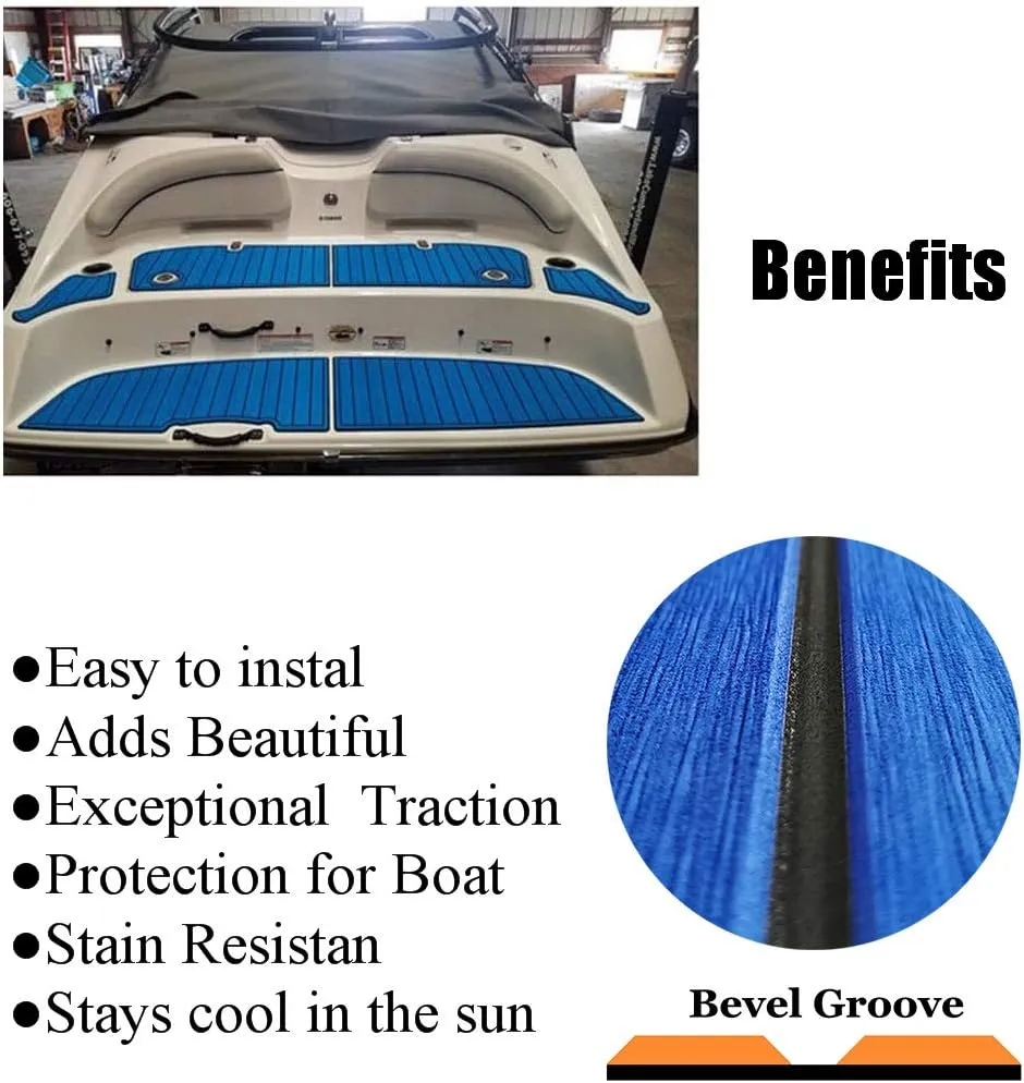 LUBEMIDA EVA Foam Boat Flooring Sheet Marine Faux Teak Decking Carpet for Yacht Floor,94.5"x35.4" Adhesive and Bevelled Edge