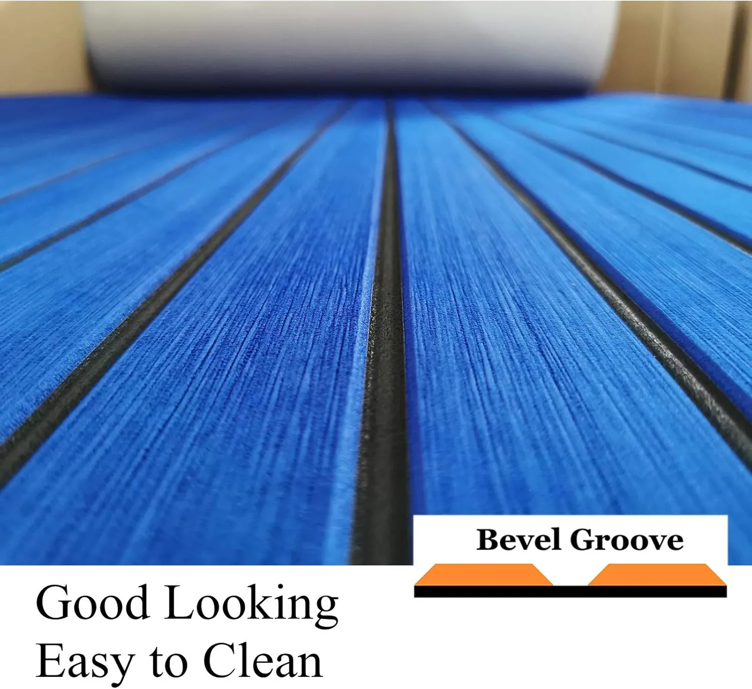 LUBEMIDA EVA Foam Boat Flooring Sheet Marine Faux Teak Decking Carpet for Yacht Floor,94.5"x35.4" Adhesive and Bevelled Edge