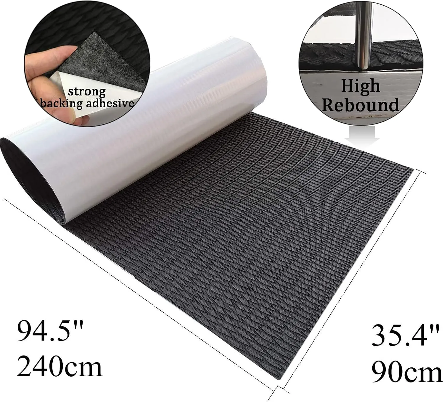LUBEMIDA EVA Foam Boat Flooring Sheet Marine Teak Decking, Embossed Mat with Adhesive for Yacht Surfboard,94.5"x35.4"