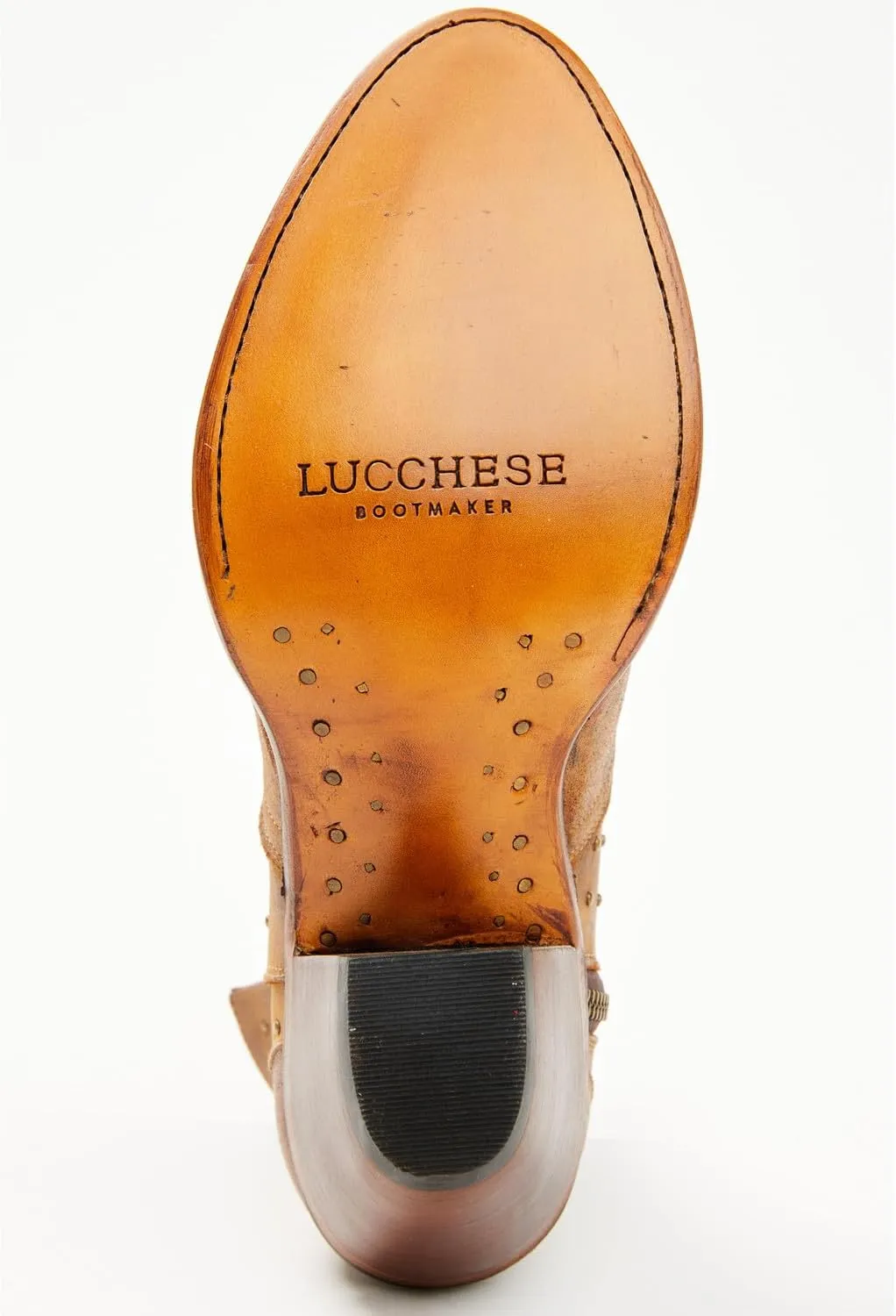 Lucchese Womens Harley Cowhide Studded Round Toe Casual Boots Ankle Mid Heel 2-3" - Black