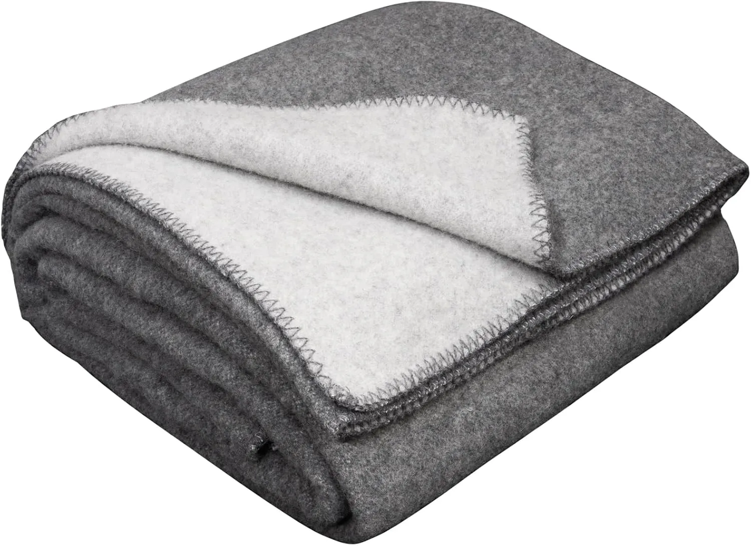 LYHome Merino Wool Blanket - Outdoor Camping and Hiking Throw, Extra Warm Army Military & Hunting Blankets for Cold Weather, Warmest Plaid Sheep Wool (59 x 84 in | Light Gray - Gray Double-Sided)