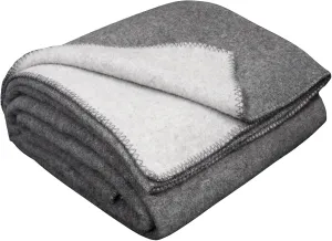 LYHome Merino Wool Blanket - Outdoor Camping and Hiking Throw, Extra Warm Army Military & Hunting Blankets for Cold Weather, Warmest Plaid Sheep Wool (59 x 84 in | Light Gray - Gray Double-Sided)