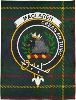 Maclaren Clan Crest Blanket, Scottish Tartan Throw, Heraldry Plaid Blanket, Soft Scottish Heritage Throw, Ancestry Gift