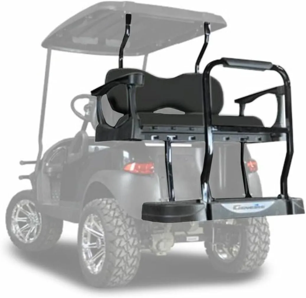 MADJAX Genesis 300 Rear Seat Kit for Club Car Precedent (04-21) / Onward (17-Up) / Tempo (18-Up) Golf Cart (Deluxe Cushions, Black)