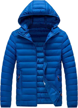 Maiyifu-GJ Men's Hooded Warm Winter Jackets Waterproof Snow Ski Full Zipper Coats Puffer Outwears With Removable Hood