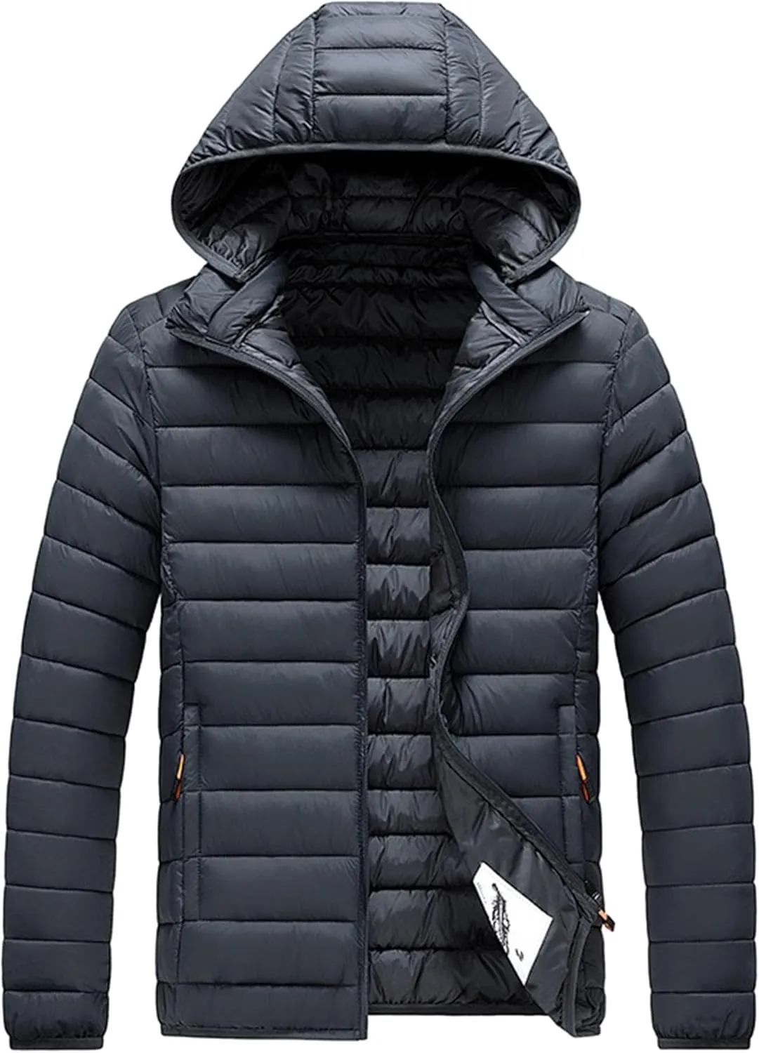 Maiyifu-GJ Men's Hooded Warm Winter Jackets Waterproof Snow Ski Full Zipper Coats Puffer Outwears With Removable Hood