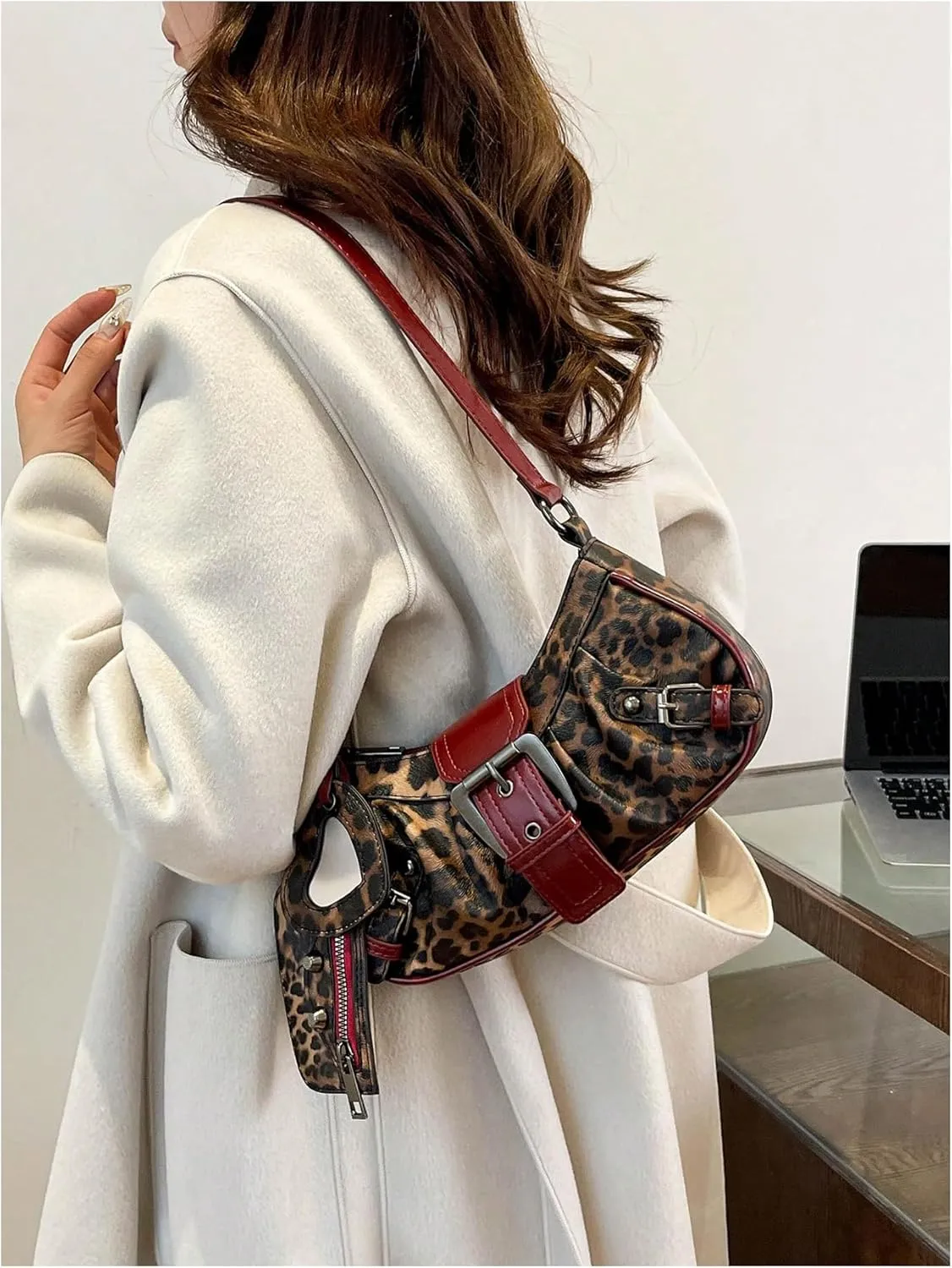 MakeMeChic Women's PU Leather Top Handle Buckle Shoulder Bag PU Leather Retro Vintage Mini Handbags