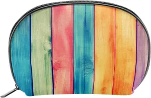 Makeup Bag Organizer,Cosmetic Bags for Women,Vintage Wood Color Striped,Small Makeup Pouch