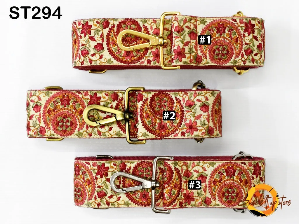 Maroon Embroidery Replacement Purse Strap Crossbody Strap for Purses Embroidered Boho Bag Strap Boho Guitar Strap Handbag Strap Gift for her