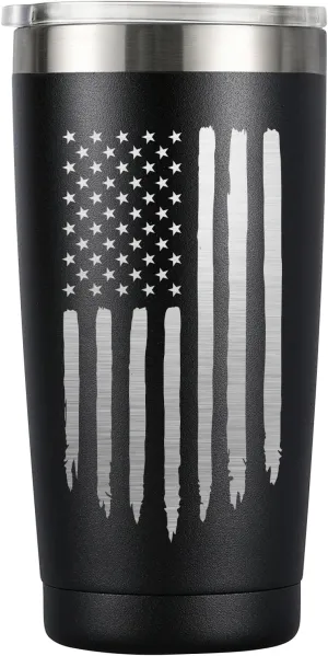 MASGALACC American Flag Tumbler, 20oz Stainless Steel Insulated Coffee Mug with Lid, Gifts for Men Women, USA Drinking Cup for Fathers Day