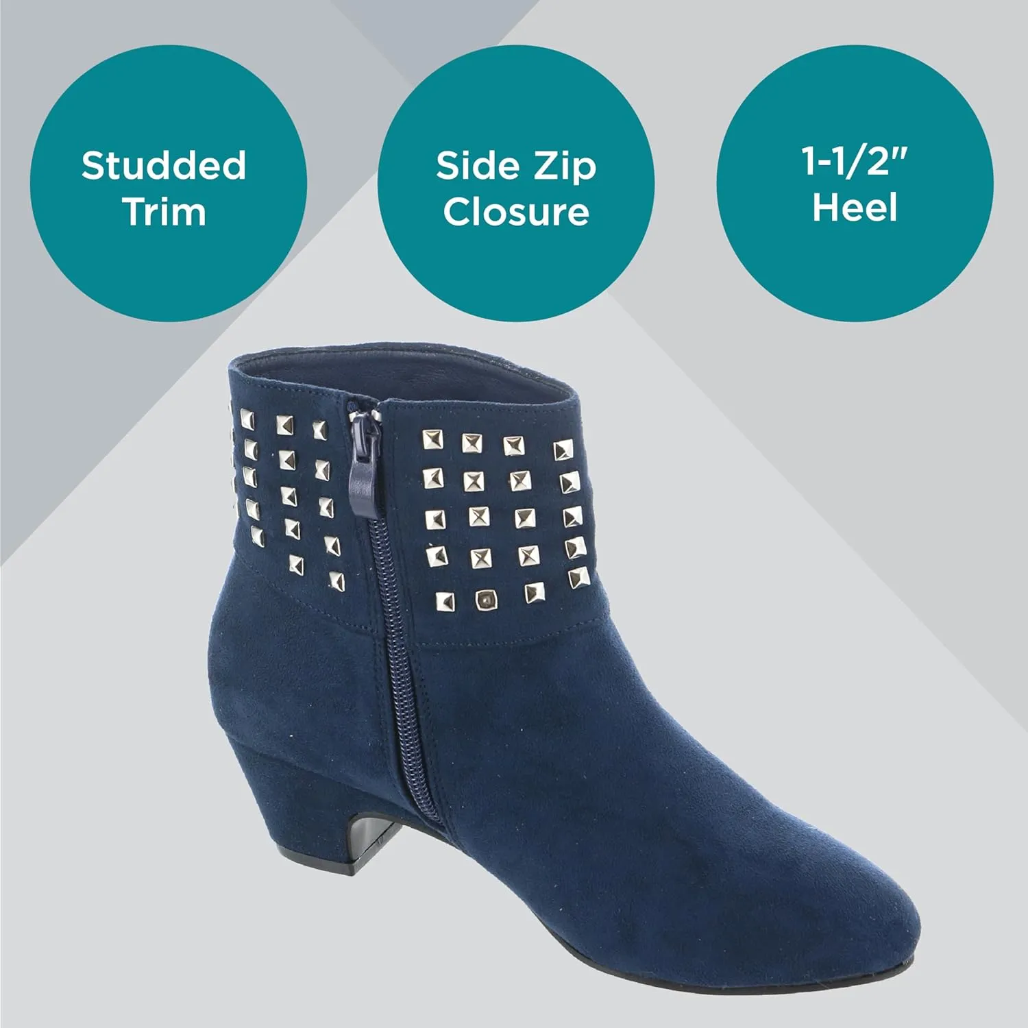 Masseys Women's Presley Studded Low Heel Ankle Boot