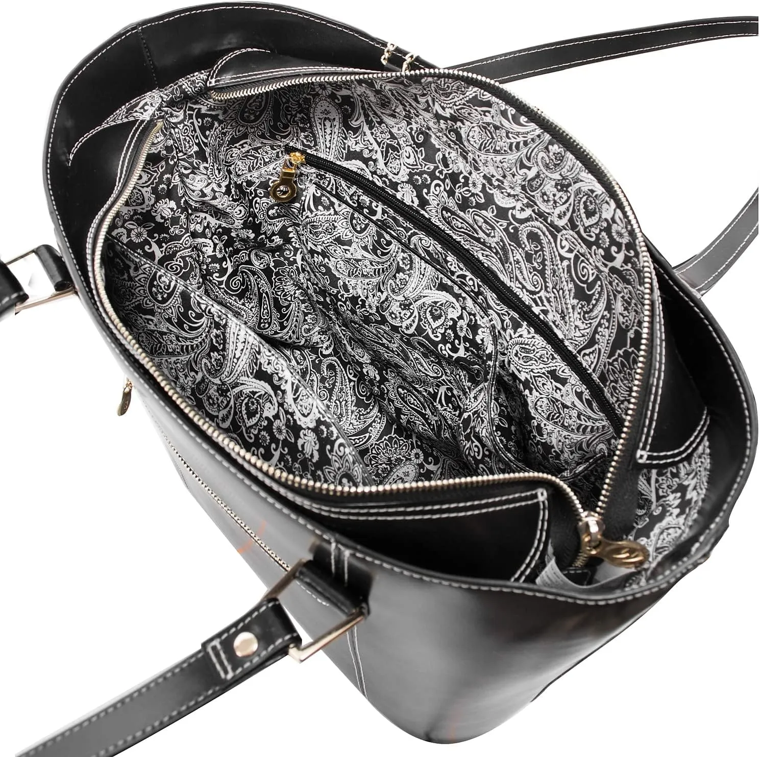 McKlein Leather Ladies' Tote with Tablet Pocket- DEVA- Black