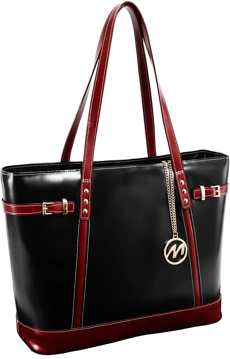 McKlein Leather Ladies' Tote with Tablet Pocket- SERAFINA- Black