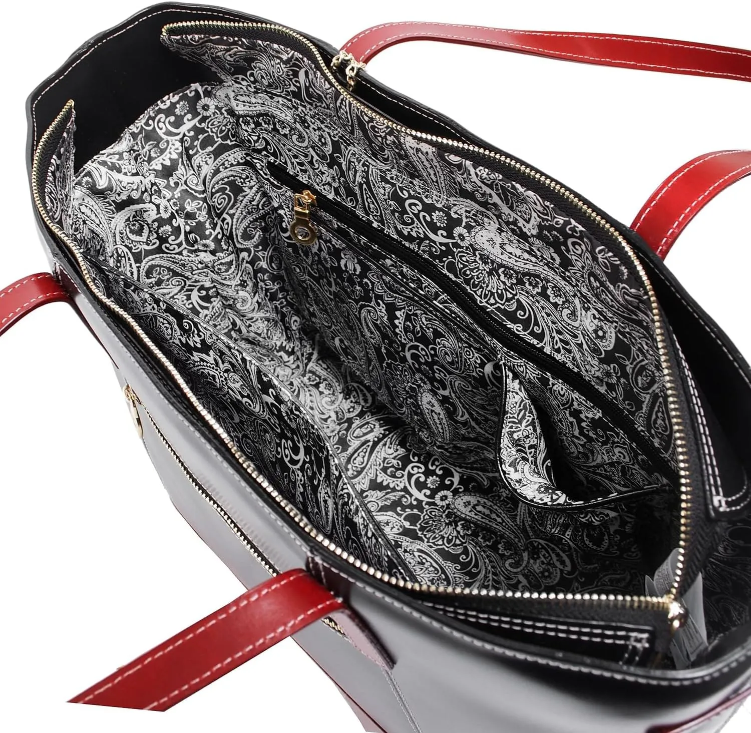 McKlein Leather Ladies' Tote with Tablet Pocket- SERAFINA- Black
