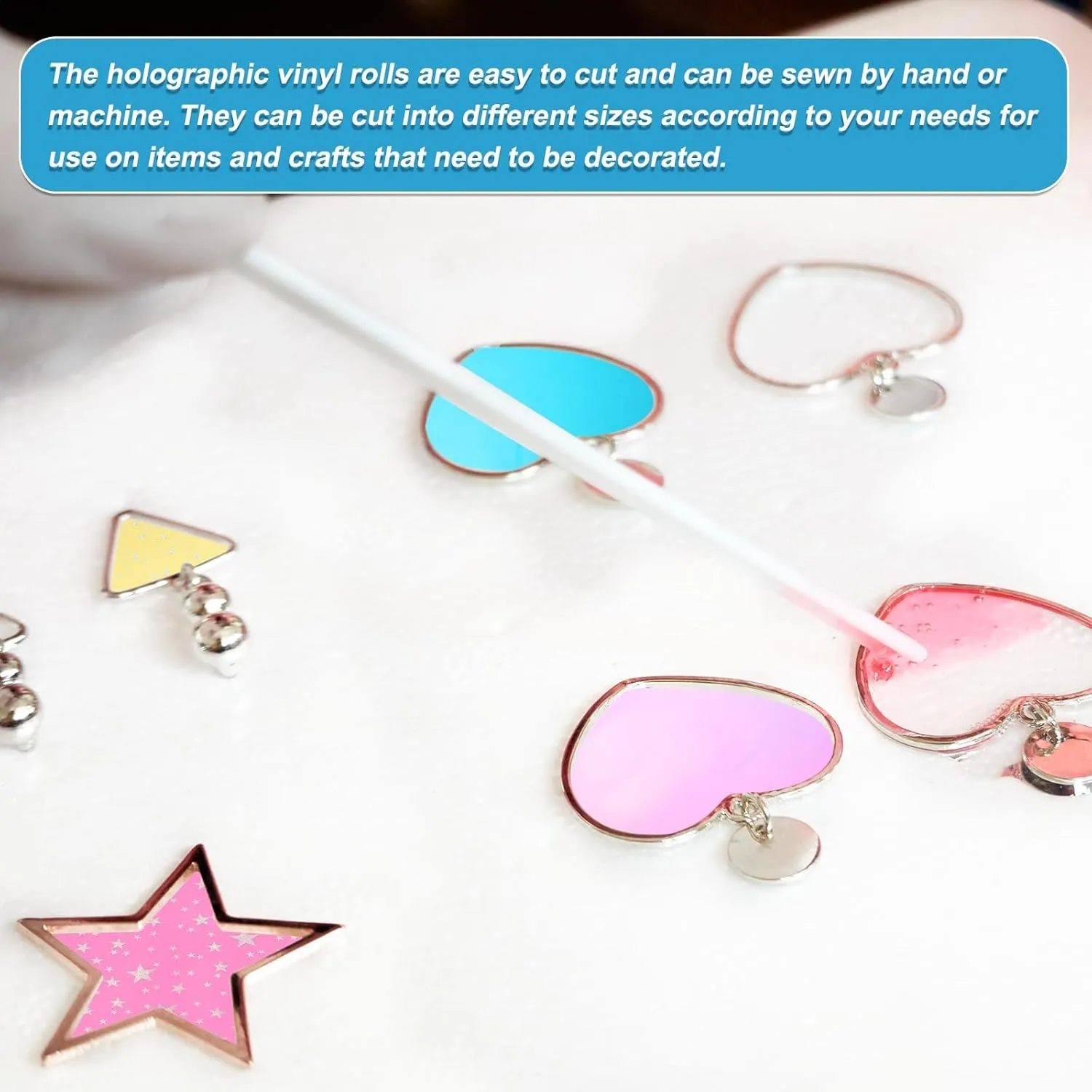 MECCANIXITY Holographic Clear PVC Vinyl Film Holographic PVC Fabric Waterproof Dichroic Film 12 x 48 Inch for Handbags Bows Earrings DIY Craft,Laser Green