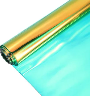 MECCANIXITY Holographic Clear PVC Vinyl Film Holographic PVC Fabric Waterproof Dichroic Film 12 x 48 Inch for Handbags Bows Earrings DIY Craft,Laser Green