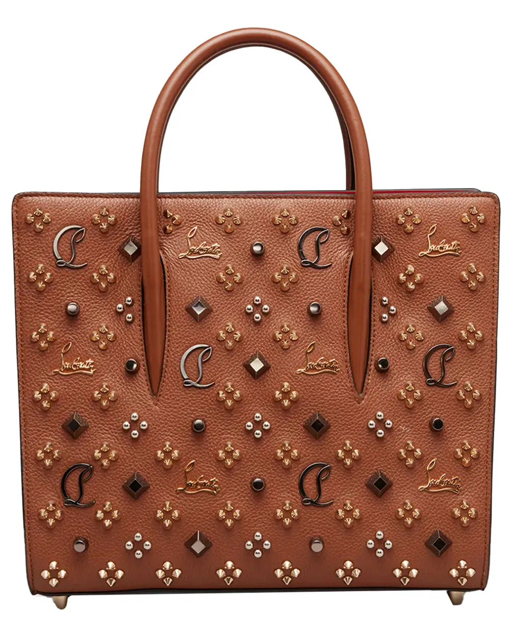 Medium Paloma Studded Leather Tote in Biscotto
