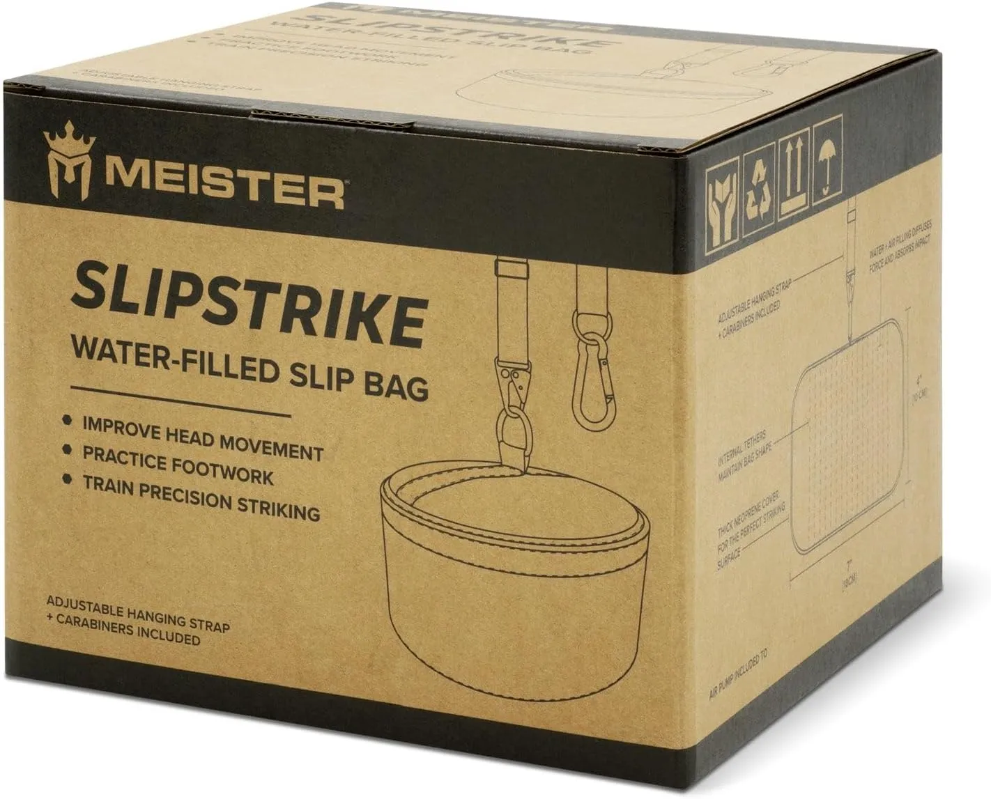 Meister SlipStrike Water-Filled Boxing Slip Bag w/Hanging Strap & Carabiners